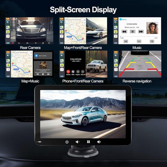 2024 Newest Wireless Apple Carplay & Android Auto, 7In HD Touchscreen Portable - Picture 9 of 11